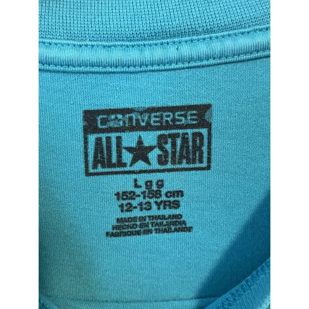 Converse All-Star T-Shirt Youth Size L 12-13 Years Teal Short Sleeve Logo Tee